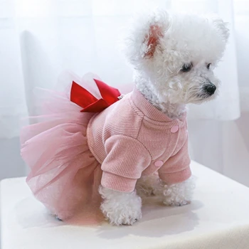 Köpek Tutu Elbise Köpek Prenses Elbise Köpek Kız Yavru Elbise Köpek Elbiseler Küçük Köpekler İçin Noel Köpek Yay Elbise