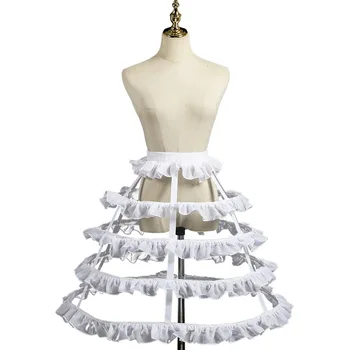 Kız Lolita Hollow Lotus Yaprağı Kuş Kafesi 4 Balık Kemikleri Cosplay Elbise Jüpon Kombinezon Gelin düğün elbisesi