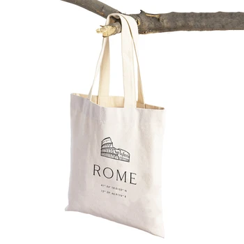 Londra Roma New York Şehir Landmark Yapı Kadın alışveriş çantası Çift Baskı Rahat Çocuk Çanta Tote Bayan alışveriş çantaları