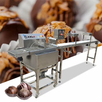Masa Üstü Mini Çikolata Kaplama Kaplama Makinesi Küçük Çikolata Yapma Hattı Bar Gofret Bisküvi Üretimi