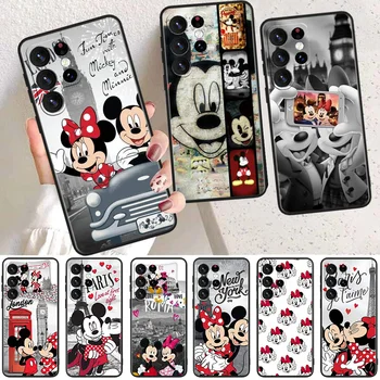 Mickey Minnie Seyahat telefon Kılıfı için Samsung Galaxy S23 S22 S21 S20 FE Ultra S10e S10 S9 S8 Artı Lite Siyah Yumuşak Kapak