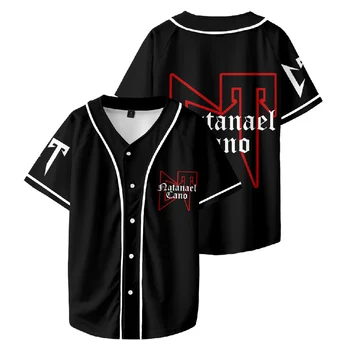 Natanael Cano Corridos Tumbados Merch CT Logo Beyzbol Forması Gömlek V Yaka Kısa Kollu Siyah Tee Kadın Erkek Hip hop giysileri