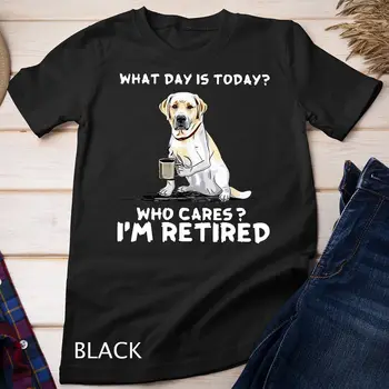 Ne Gün Bugün Kim Bakım ben Emekli Komik Labrador Köpek Unisex T-shirt