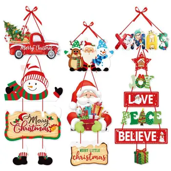 Noel Kapı Askısı Yeni Yıl Partisi Kolye Noel Baba Snoweman elk Kağıt Afiş Merry Christmas dekorasyon ev için