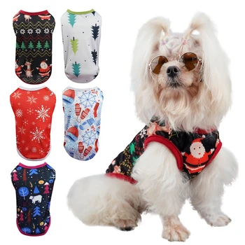 Noel Köpek Giysileri Yeni Yıl Pet Köpek Giyim Küçük Orta Köpekler İçin Kostüm Chihuahua Yorkshire evcil hayvan yeleği Gömlek Köpek Giyim