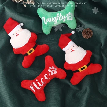 Noel Köpek Çiğnemek Oyuncaklar Ses Isırığı dayanıklı oyuncak Köpek Isırığı Dayanıklı Ses Oyuncaklar Kemik Kar Tanesi Noel Ağacı Molar Evcil Hayvan Oyuncakları