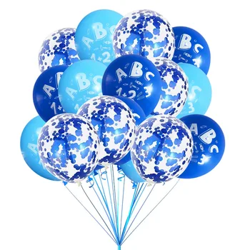 Okula dönüş Balon Mavi ABC Balonlar Sınıf Okul Dekorasyon 12 inç Lateks Balonlar Mavi 123 Balonlar