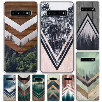 Orman Geometri Ahşap Doğa Kapak İçin Samsung Galaxy S23 S22 Ultra S21 Artı S20 FE S10 Lite telefon kılıfı S10E S9 S8 + S7 Kenar Baskı