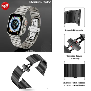 Paslanmaz çelik şerit Kelebek Bağlantı Kayışı Band Apple Watch iWatch İçin Ultra 49mm Serisi 7/ 8/6/5/4 45mm 41mm 44mm 42mm 40mm 38mm