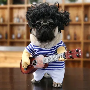 Pet Gitar Kostüm Köpek Kostümleri Gitarist Oyuncu Kıyafetleri Cadılar Bayramı Noel Cosplay Parti Komik Kedi Giysileri Köpek Aksesuarları