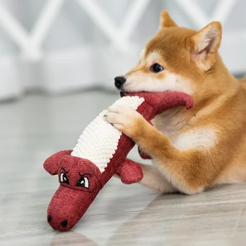 Pet Köpek Çiğnemek Oyuncaklar İnteraktif Karikatür Hayvan Peluş Timsah Şekli Köpek Ses Oyuncak Kemiren Taşlama Diş Eğitim Malzemeleri