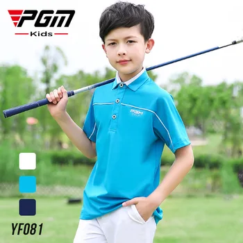 PGM golf erkek giyim çocuk kısa kollu erkek T-shirt yaz yeni nefes çabuk kuruyan spor çocuk giyim