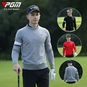 PGM Uzun Kollu Golf Örme Üstleri Erkekler için Şerit Sıcak Golf Kazak Erkek Rahat Rüzgar Geçirmez Kazak Erkek Yuvarlak Boyun Gömlek M-XXL