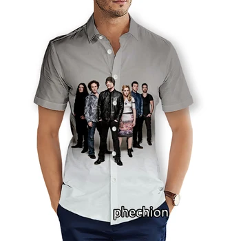 phechıon Erkek Kısa Kollu Plaj Gömlek Anathema Bant 3D Baskı Casual Gömlek Moda Streetwear Erkekler Tops X264