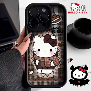 Sanrio Hello Kitty Lens Koruma Kılıfı iPhone 15 14 13 11 12 Pro Max Silikon Telefon Kapak Çocuk Kız Karikatür Anime Kabuk