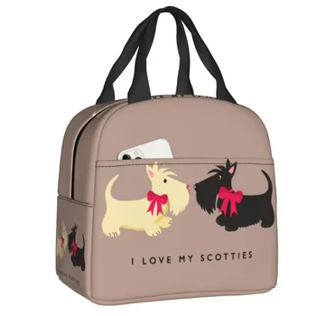 Seviyorum Scotties Termal Yalıtımlı Öğle Yemeği Çantaları İskoç Terrier Köpek Taşınabilir yemek kutusu İş için Çok Fonksiyonlu yiyecek kutusu