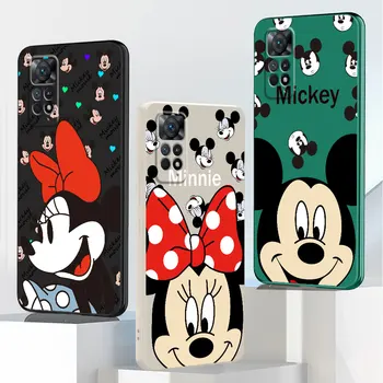 Silikon telefon kılıfı için Redmi 10 12 8 9 K40 Pro Not 10 11 12 9T 9C 9A 10A 10C Disney Mickey Minnie Mouse Kare Sıvı Kapak