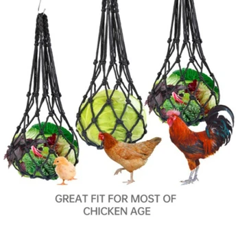 Tavuk Sebze Net Çanta Meyve Tedavi Aperatif Tutucu Asılı Besleyici Kümes Besleme Aracı Tavuklar için Kaz Ördek Büyük Kuşlar