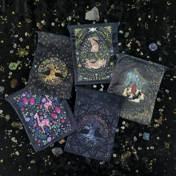 Taşınabilir Kart saklama çantası Mini İpli Paket Cadı Kristal Desen Zar Tutucu Kurulu Oyun Aksesuarları