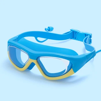 Taşınabilir yüzme gözlükleri Kulak Tıkacı İle Çocuklar İçin 4-15 Yaşında yüzme gözlükleri Anti-Sis Uv Hd Yüzme Havuzu Dalış Gözlükleri