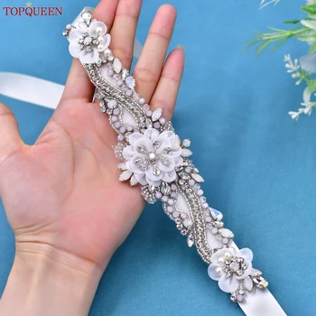 TOPQUEEN düğün elbisesi Çiçek Kemer Gelin Elbise Dekorasyon Kemer Inci suni elmaslı yama Ziyafet El Yapımı Takı Kemer S73