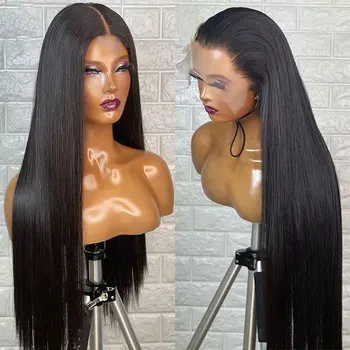 Tutkalsız Sentetik Saç Dantel ön peruk Uzun Düz Yüksek Kaliteli ısıya dayanıklı iplik Önceden Koparıp Doğal Saç Çizgisi Kadınlar İçin