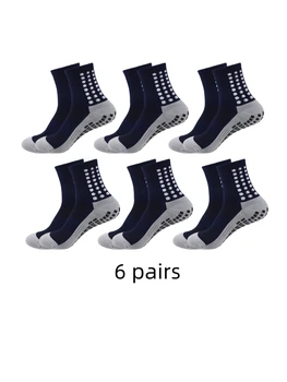 yapışkan noktaları olan 6 çift kaymaz klasik gri futbol çorabı, nefes alabilen spor futbol çorabı