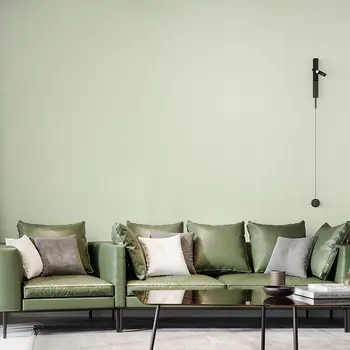 Yatak odası Oturma Odası Duvar Kağıdı Modern Minimalist Keten Düz Renk Açık Yeşil kendinden yapışkanlı İskandinav Ins Tarzı Duvar Kağıdı