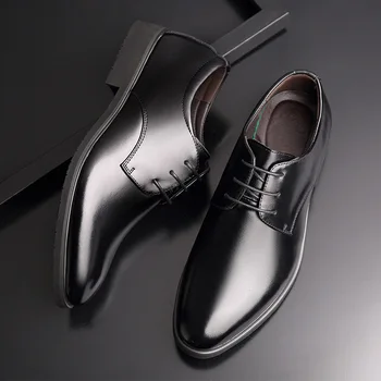 Yeni erkek Kaliteli İnek Derisi deri ayakkabı İngiliz İş Ekstra Boyut 38-48 Yumuşak Deri Erkek Bölünmüş Deri Elbise Ayakkabı 2021 new569