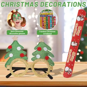 Yeniden kullanılabilir Noel Bilezik Sevimli Fotoğraf Sahne Plastik Dekoratif Gözlük Pat Daire Navidad Hediyeler Karikatür Noel Pat Daire