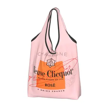 Yeniden kullanılabilir Veuve Clicquots alışveriş çantası kadın büyük el çantası Çantası Taşınabilir Lüks Şampanya Bakkal alışveriş çantaları
