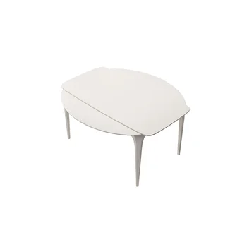 Yuvarlak masa küçük ev modern basit lüks saf beyaz yemek masası ve sandalye kombinasyonu