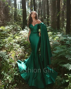 Zarif Koyu Yeşil Bir Omuz Mermaid Abiye Arapça Özel Durum Elbise Özel Uzun Kadın Elbise Balo Abiye 2024