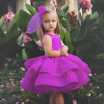 Çiçek Kız Elbise Kolsuz O-Boyun Diz Boyu Balo Kız Prenses Elbise Nedime Balo Doğum Günü Partisi Pageant